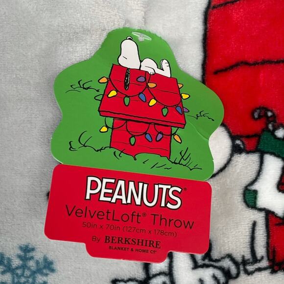 Peanuts Snoopy and Woodstock Christmas Blanket, Gray, 50x70 - Picture 6 of 8